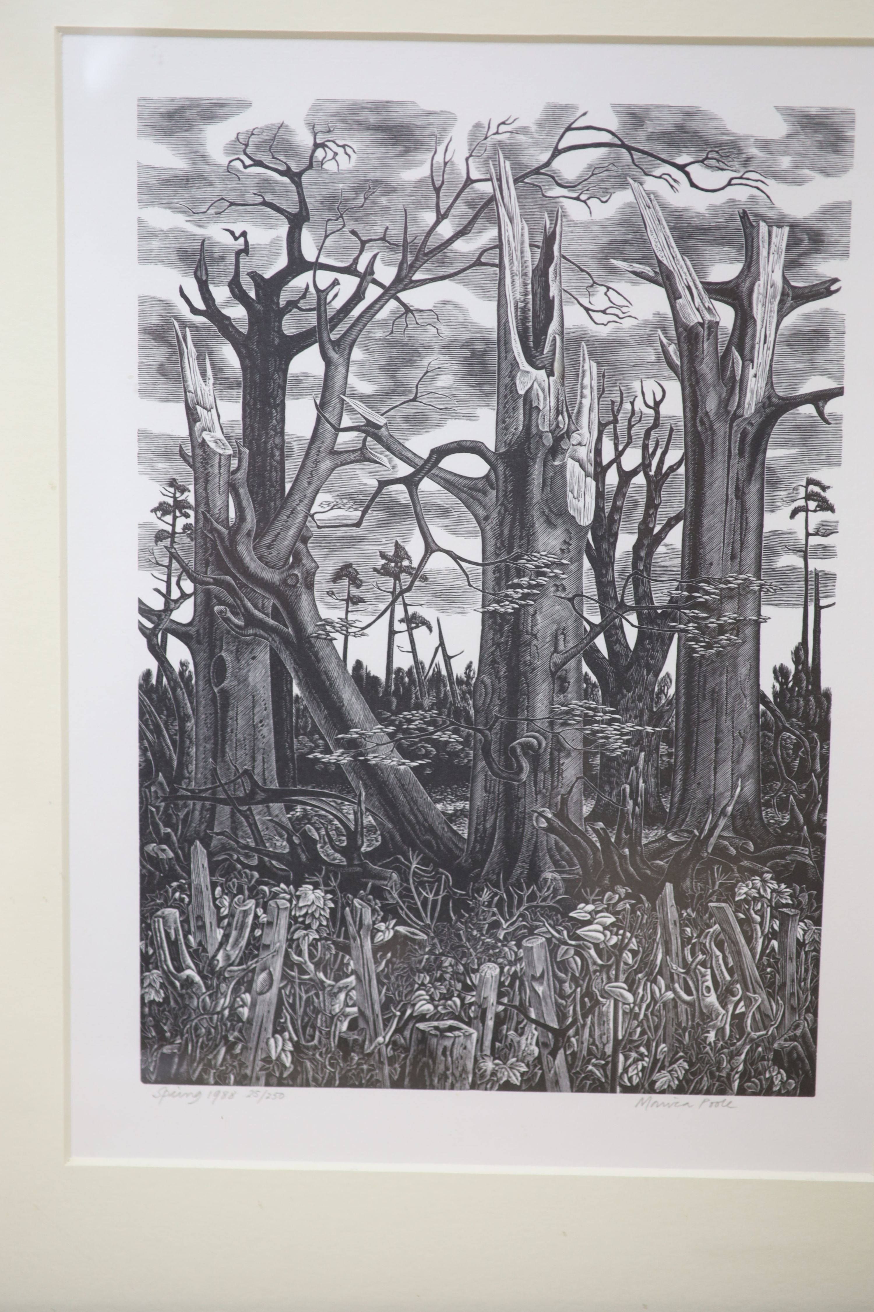 Seven assorted near contemporary wood engravings by George Tute, Monica Poole, Peter Reddick, Peter S. Smith, Claire Bulby and AC Garrett, largest 50 x 25cm